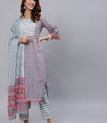 Blue printed pure cotton salwar