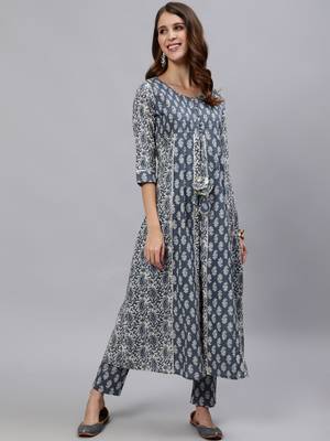 Grey printed pure cotton salwar 1