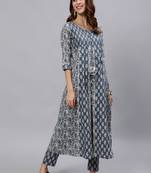 Grey printed pure cotton salwar