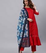 Red embroidered silk salwar