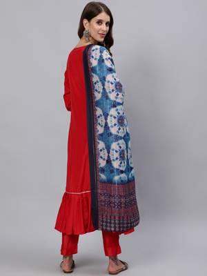 Red embroidered silk salwar 3