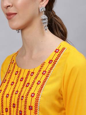 Yellow embroidered rayon salwar 4