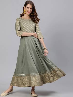 Grey printed rayon ethnic-kurtis 1
