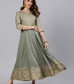 Grey printed rayon ethnic-kurtis