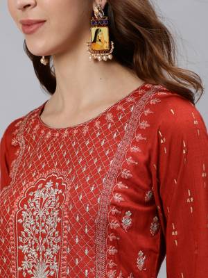 Brown printed cotton ethnic-kurtis 4