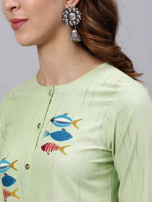 Green printed cotton ethnic-kurtis 4