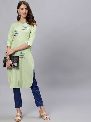 Green printed cotton ethnic-kurtis 5