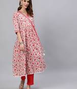 Yellow printed cotton ethnic-kurtis