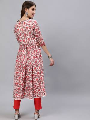 Yellow printed cotton ethnic-kurtis 3