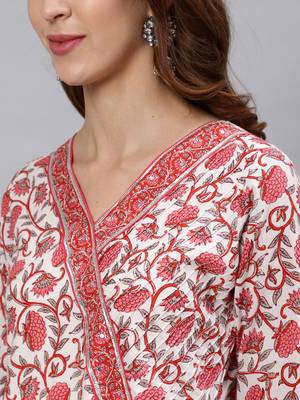 Yellow printed cotton ethnic-kurtis 4