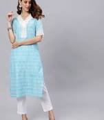 Yellow printed cotton ethnic-kurtis