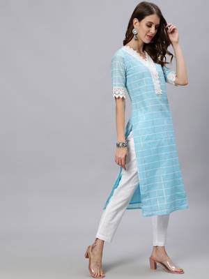 Yellow printed cotton ethnic-kurtis 2
