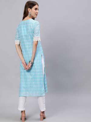 Yellow printed cotton ethnic-kurtis 3