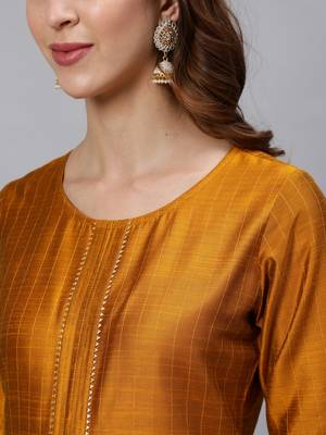 Yellow printed cotton ethnic-kurtis 4