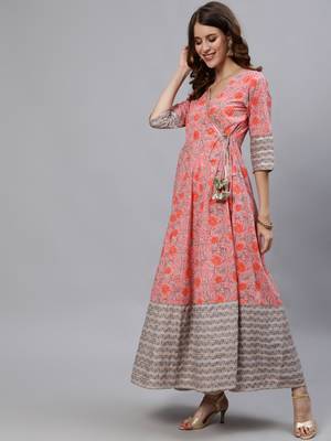 Pink printed cotton ethnic-kurtis 2