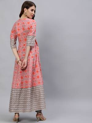 Pink printed cotton ethnic-kurtis 3
