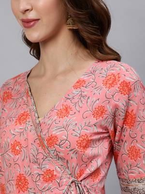 Pink printed cotton ethnic-kurtis 4