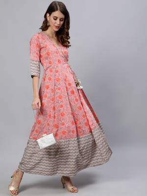 Pink printed cotton ethnic-kurtis 5