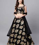 Marvelous Black Zari & Glitter Multiple Sequins Embroidered Net Party Wear Lehenga Choli