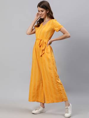 Yellow printed cotton indowestern 2