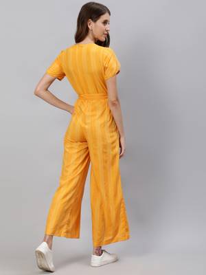 Yellow printed cotton indowestern 3