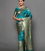 Glemora Green Beautiful Ethnic Wear Silk Blend  Traditional Saree