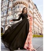 Black  Kurti Style  Lehenga Organza  Floral Dupatta