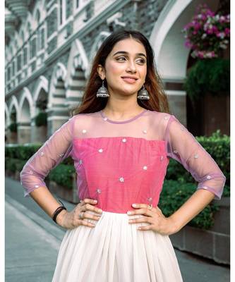 Organza Lehenga  with Silk Cotton Blouse   Net Dupatta 2