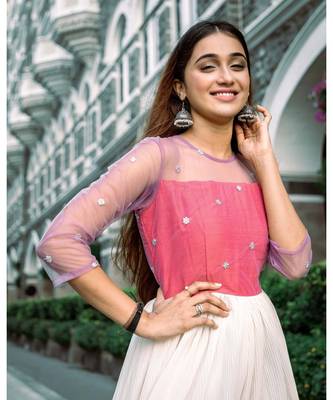 Organza Lehenga  with Silk Cotton Blouse   Net Dupatta 3