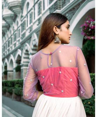 Organza Lehenga  with Silk Cotton Blouse   Net Dupatta 6