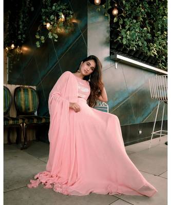 Baby pink sequence georgette  Lehenga choli dupatta  Set 4