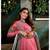 Onion Pink Silk Viscose Slub Anarkali Floral organza dupatta Floral Anarkali