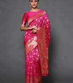 Glemora Pink Fancy Ethnic Wear Silk Blend  Traditional Saree