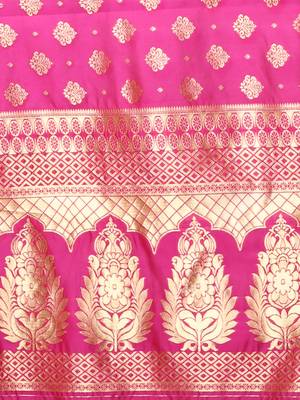 Glemora Pink Fancy Ethnic Wear Silk Blend  Traditional Saree 3