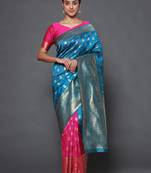 Glemora Green Beautiful Ethnic Wear Silk Blend  Traditional Saree