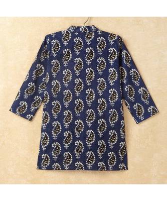 Print Boys Mandarin Collar Kurta With Gota Lace Embelishment Dhoti Set multicolor 3