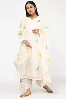 white silk Zunairah suit set
