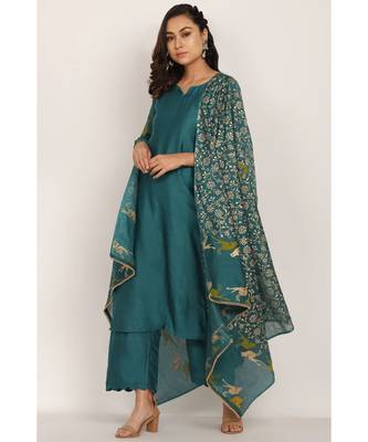 blue silk Nargis suit set 1