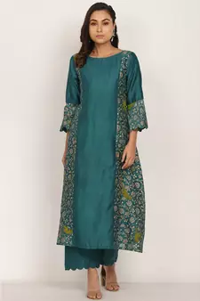 blue silk Nargis suit set