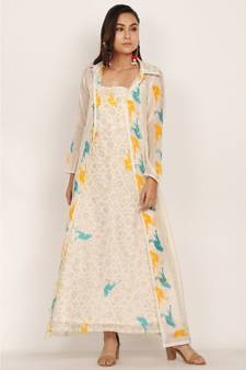 white silk Faiza suit set