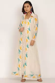 white silk Faiza suit set