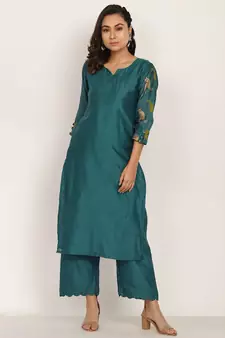 blue silk Sudbarg set