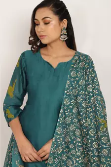 blue silk Sudbarg set