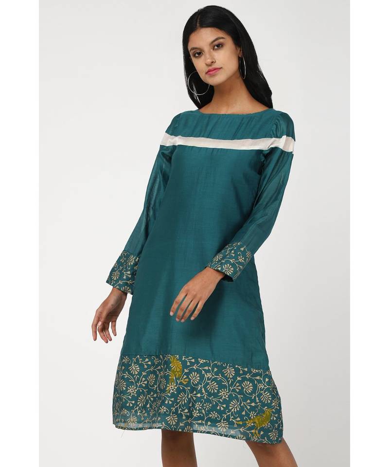 blue silk Alizah tunic