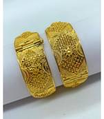 Designer Flower Gold Plated Openable Broad Bangle