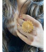 Gold Plated Adjustable Flower Ring