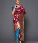 Glemora Wine Beautiful Ethnic Wear Silk Blend  Traditional Saree