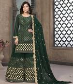 Dark-green embroidered faux georgette salwar