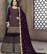 Purple embroidered faux georgette salwar