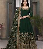 Dark-green embroidered faux georgette salwar